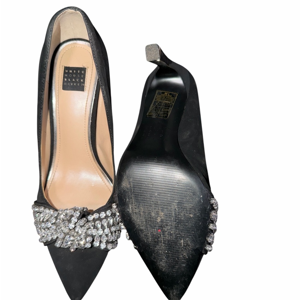 White House Black Market Black Heels with Sparkling Accents - Picture 3 of 4